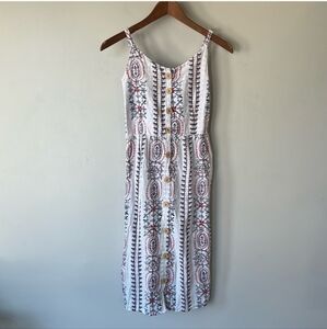 Boho Spaghetti Strap Midi Dress, Elastic Back, Lightweight, Coastal Resort Beach